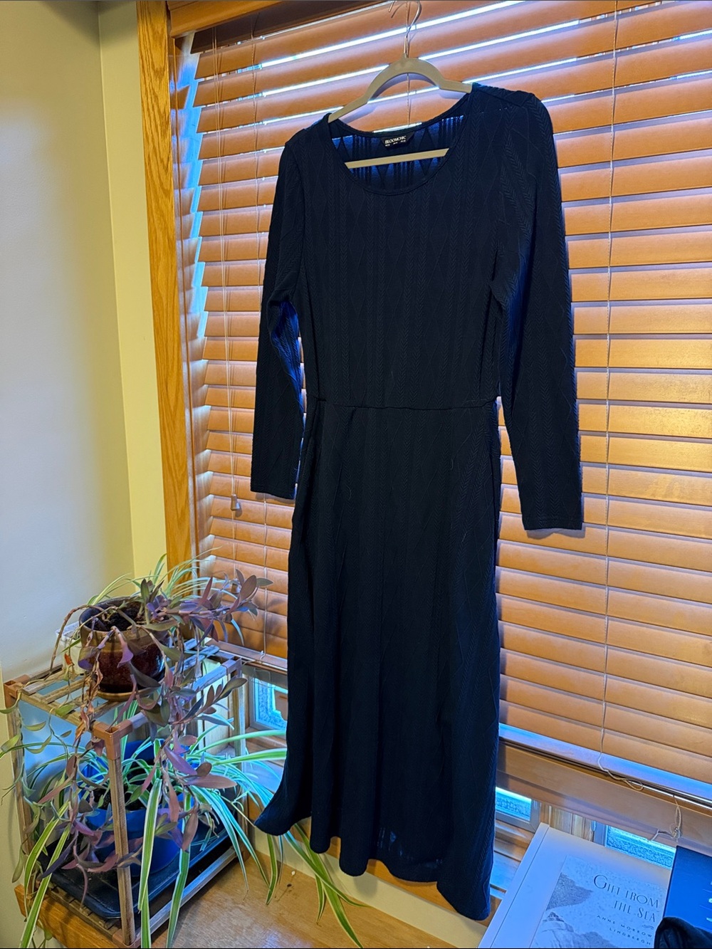 BloomChic Dark Navy Long-Sleeve Midi Dress